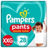 Dois Pacotes de Fraldas Pampers Pants Ajuste Total XXG 28 unidades em oferta da loja Drogal