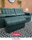 Sofá Big Space Retrátil e Reclinável 2,75 m com molas ensacadas e nordado 3D Velusoft petróleo em oferta da loja Cama Inbox