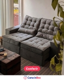 Sofá Gold Retrátil e Reclinável 3,12 m em Suede Velusoft cinza em oferta da loja Cama Inbox