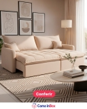 Sofá sem Caixa Luna Retrátil 1,60 m softgel Velusoft bege em oferta da loja Cama Inbox